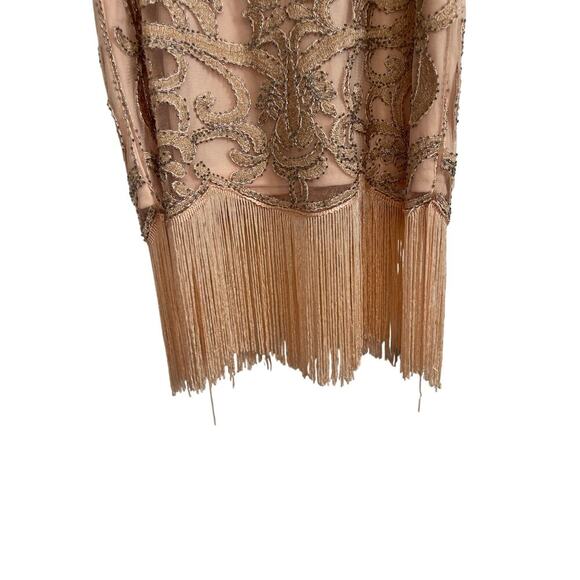 NWT Lulu's Poppin' Champagne Blush Pink Fringe Sleeveless Dress Women's Size Sm - Picture 5 of 7
